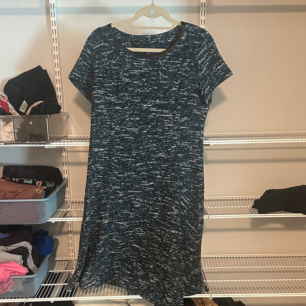 Talbots Black and White Textured Midi Dress